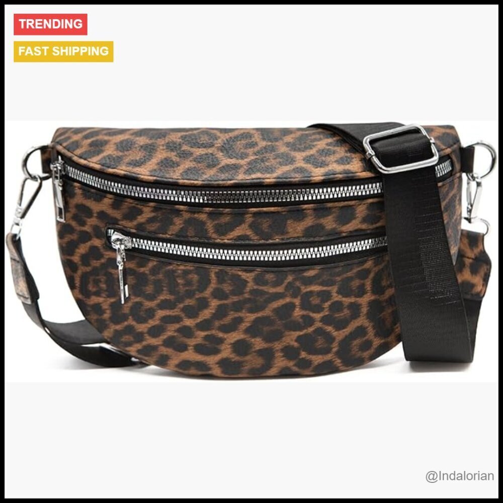 Faux Leather Crossbody Fanny Pack Adjustable Strap Y2K Trendy Waist Bag